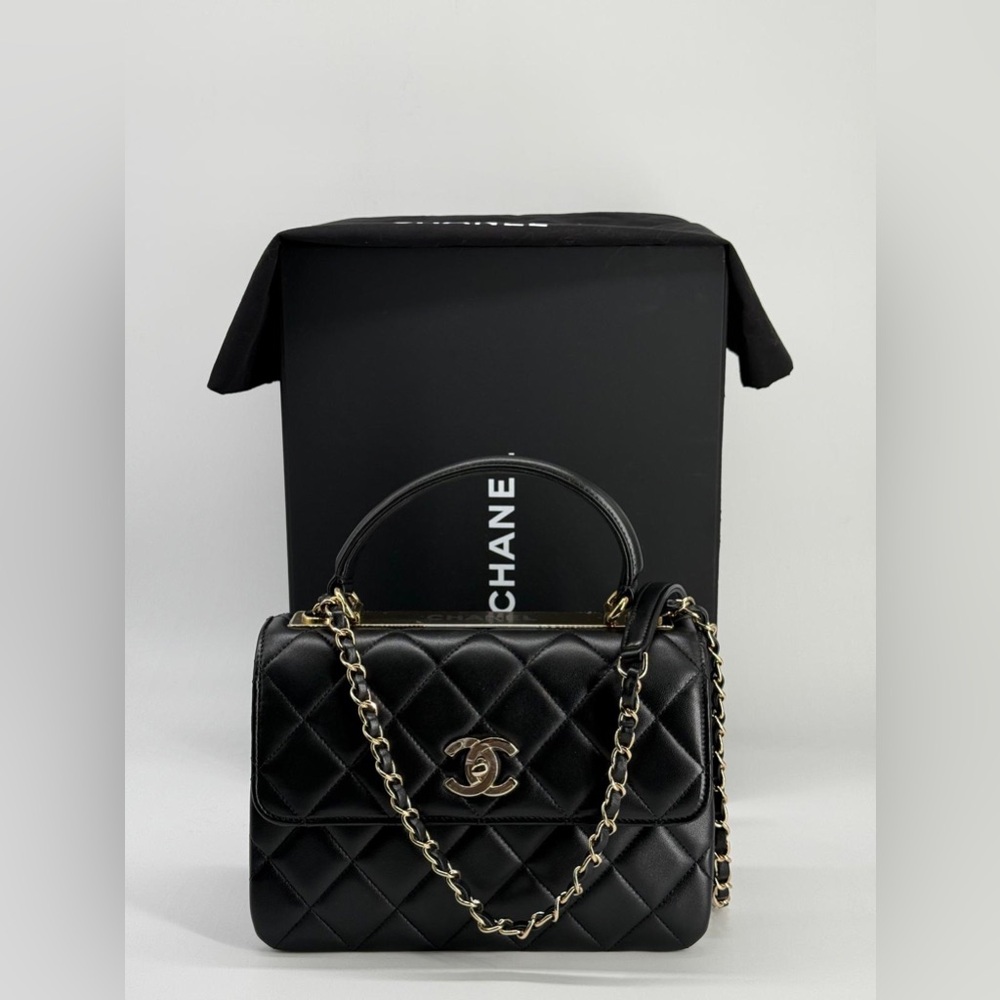 Chanel Trendy CC Small Black Lambskin Top Handle Bag